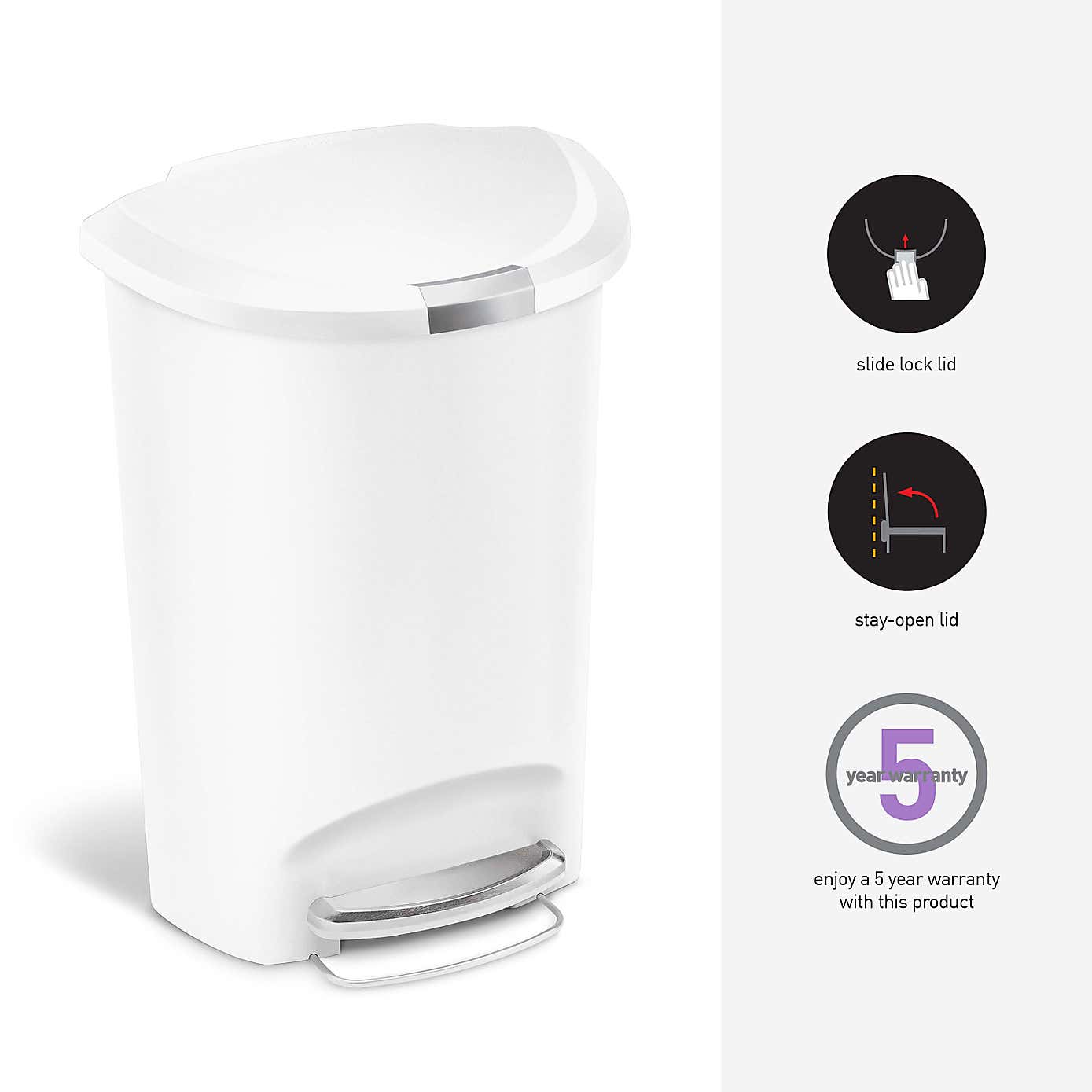 Simple Human 50 Litre Semi-Round Pedal Bin