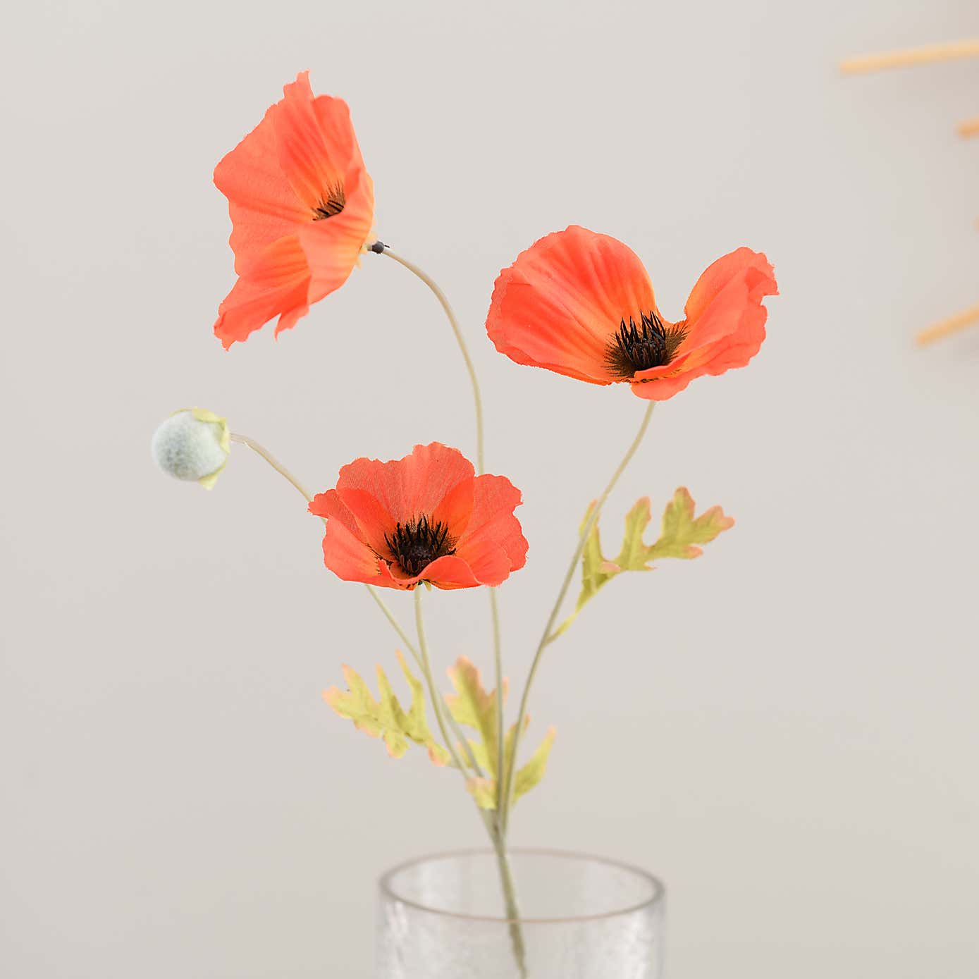 Artificial Poppy Red Spray