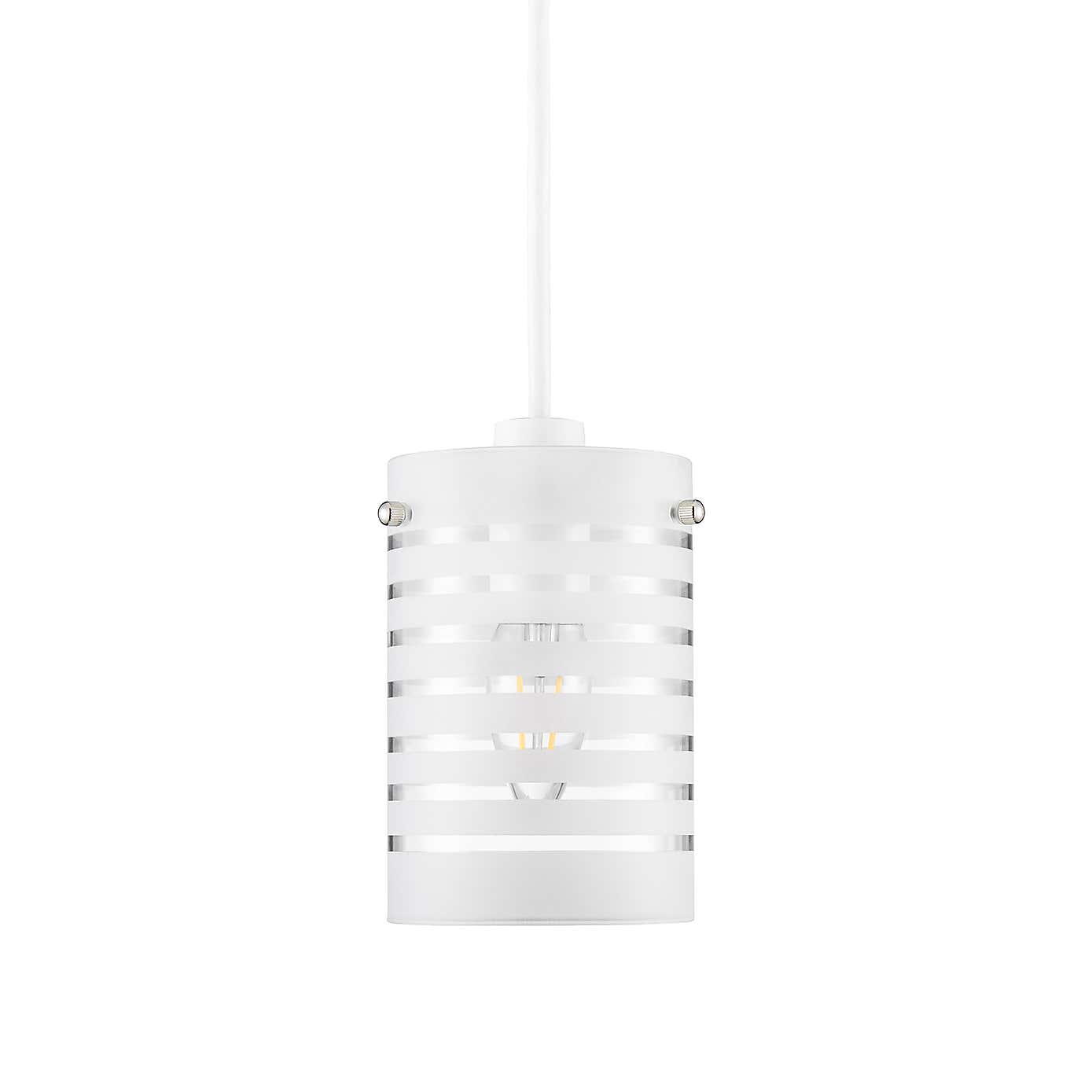 Grayson Stripe Glass White Easy Fit Pendant Shade