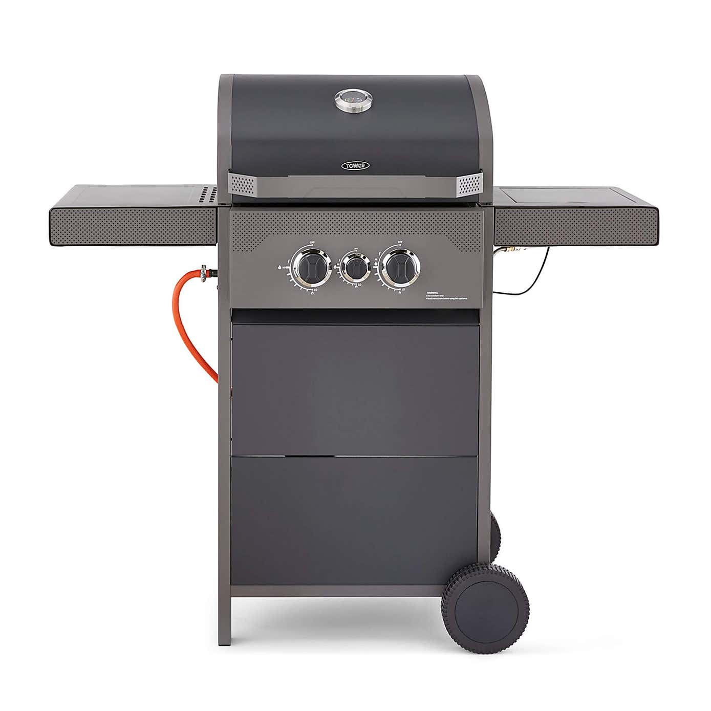 Tower Stealth 2000 Two Burner Gas BBQ, Black Steel