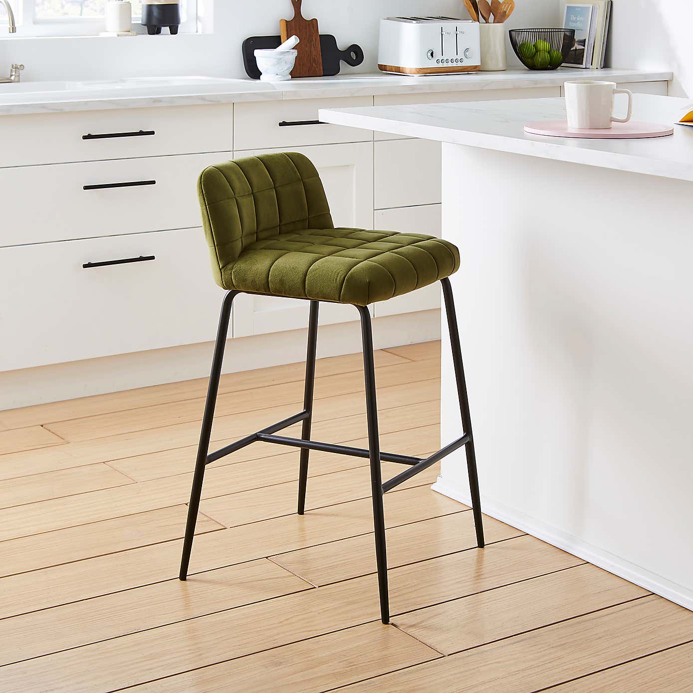 Caden Counter Height Bar Stool, Velvet