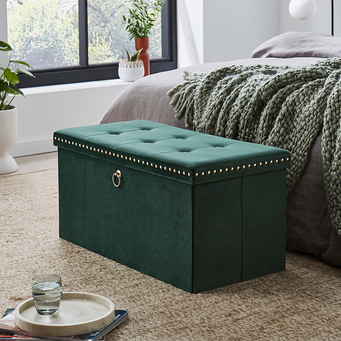 Velvet Rectangular Ottoman