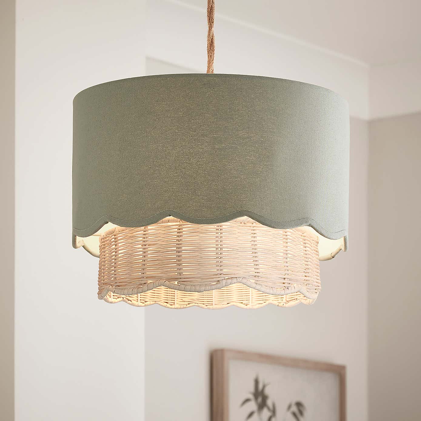 Sofia Round Rattan Scalloped Easy Fit Lamp Shade