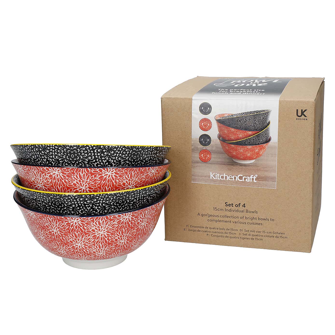 Kitchencraft Set of 4 Ceramic Oriental Serving Bowls
