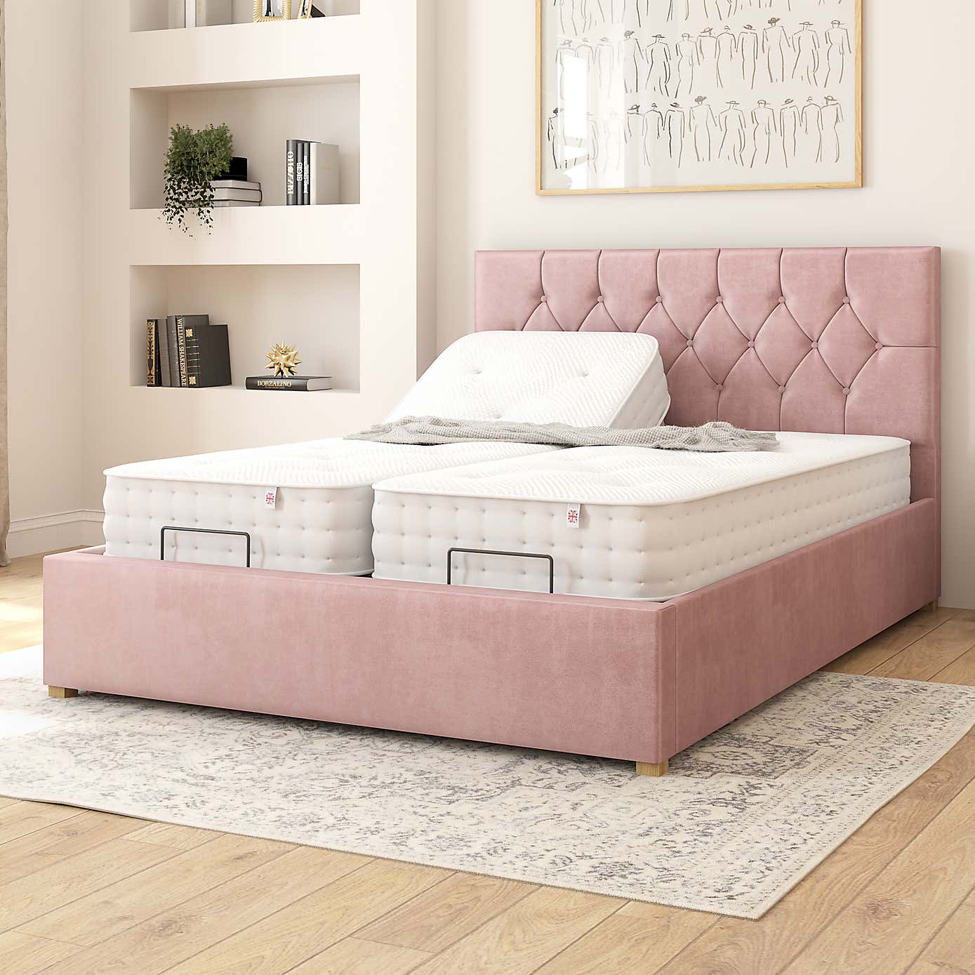 Olivier Plush Velvet Adjustable Bed
