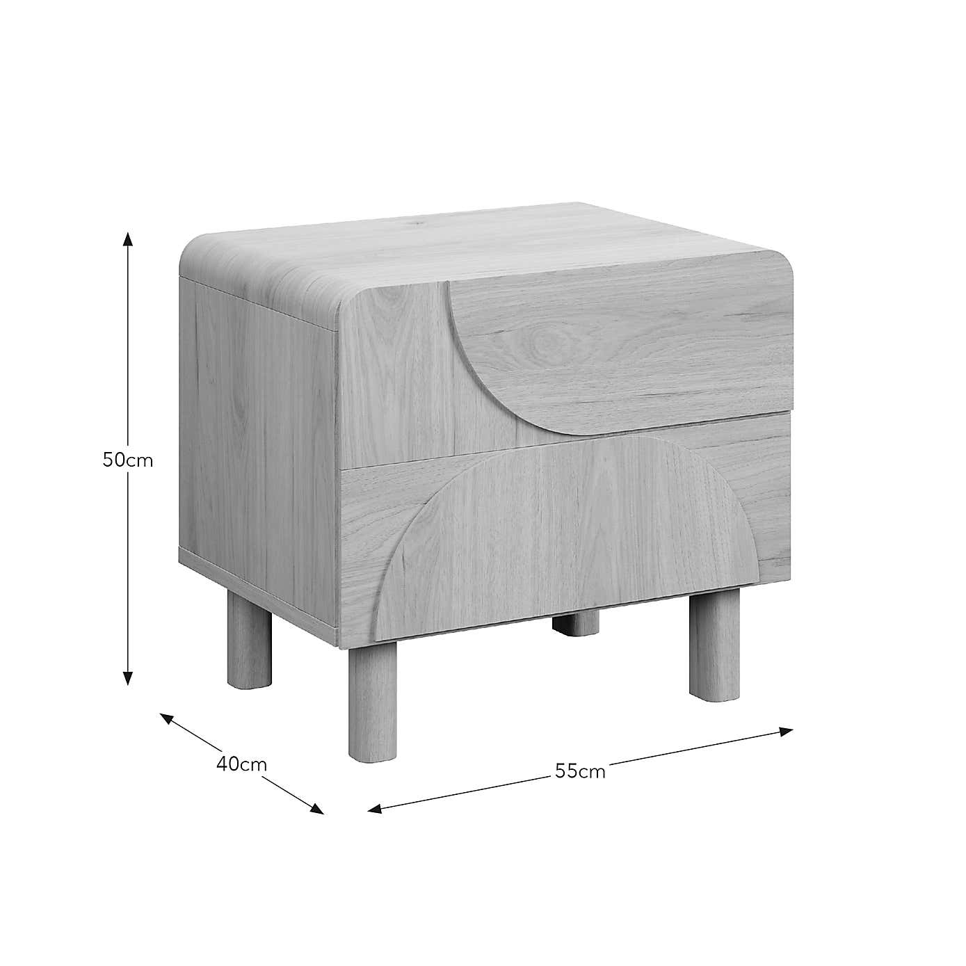 Aldo 2 Drawer Bedside Table, Light Oak