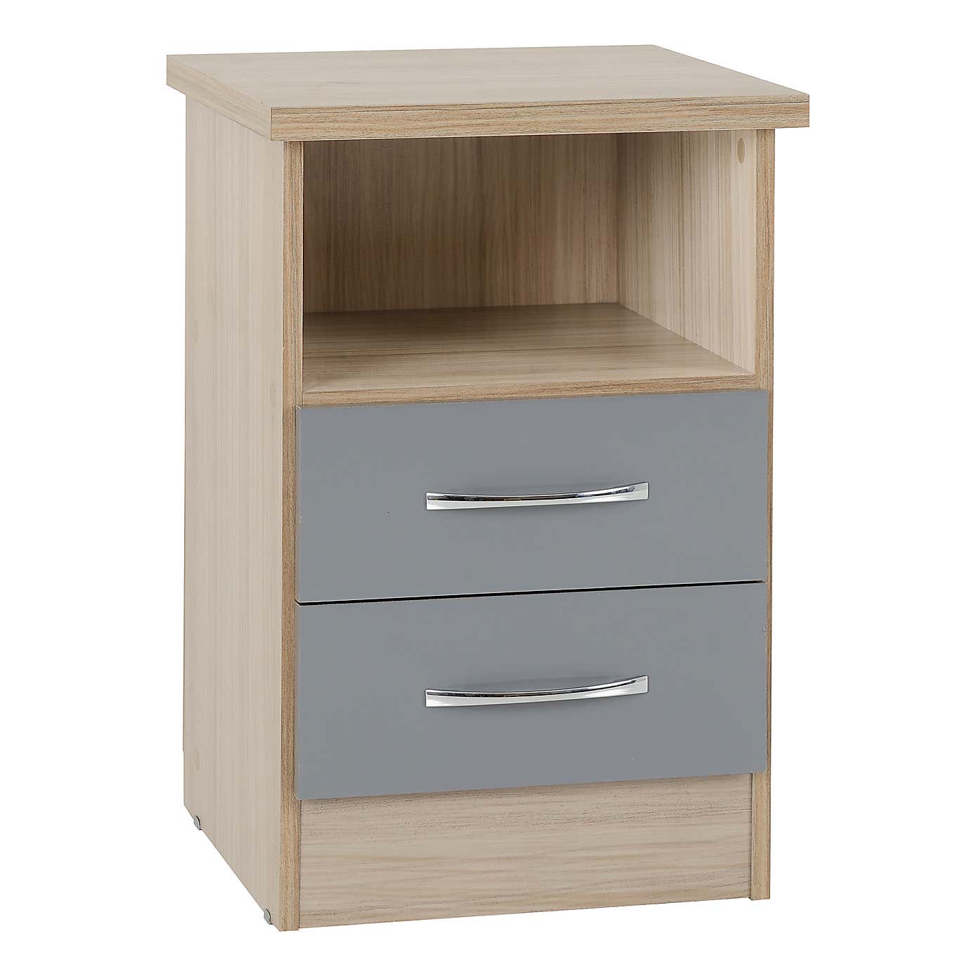 Nevada 2 Drawer Bedside Table