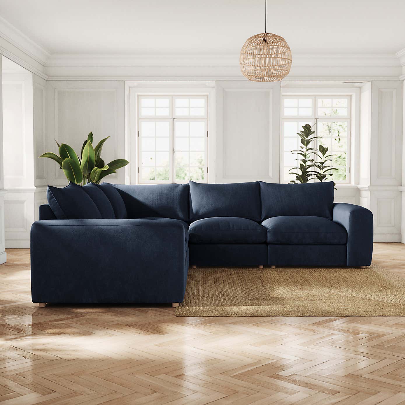 Full Circle Austin Cosy Velvet Full Corner, Navy