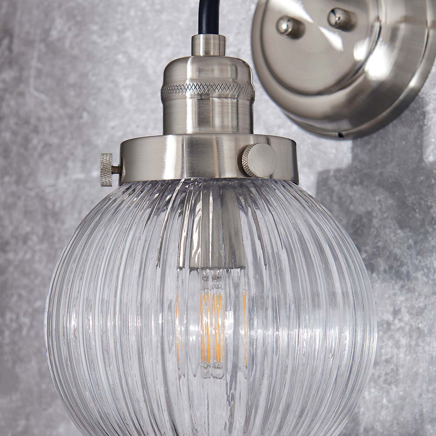 Broden Ribbed Chrome Wall Light