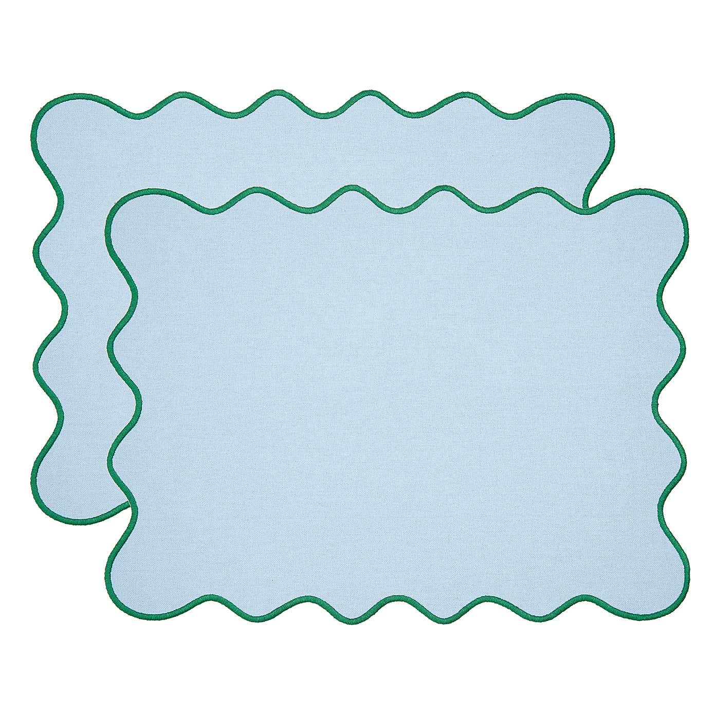 Set of 2 Pink Scalloped Edge Placemats