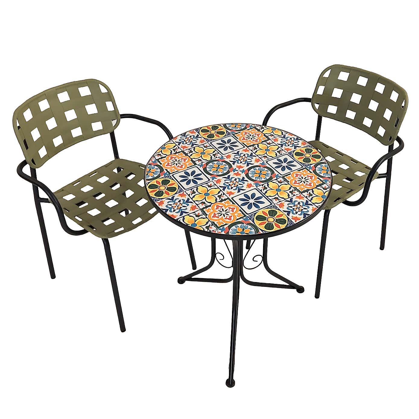 Summer Terrace Charlotte Round Bistro Table with 2 Karin Chairs