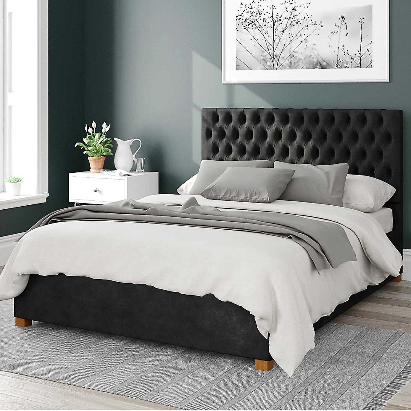 Monroe Kimyo Linen Ottoman Bed Frame
