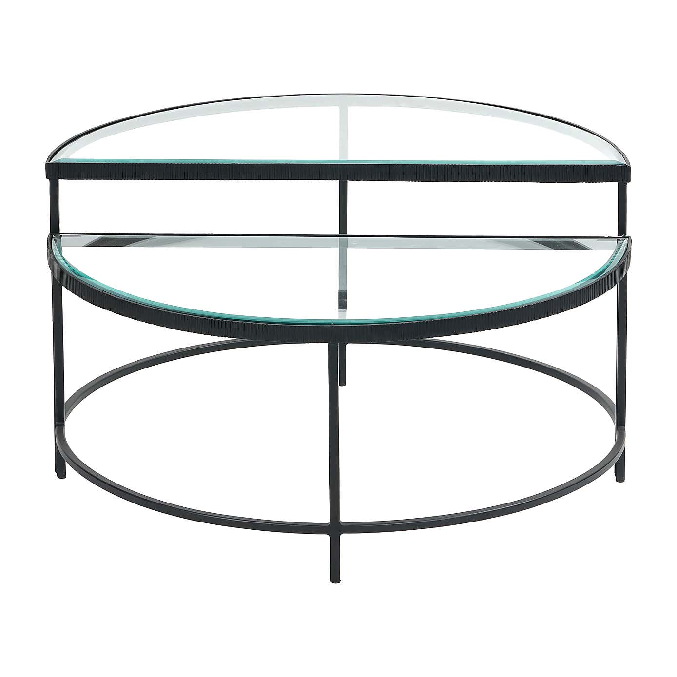 Marazzi Half Moon Coffee Tables, Bevelled Glass