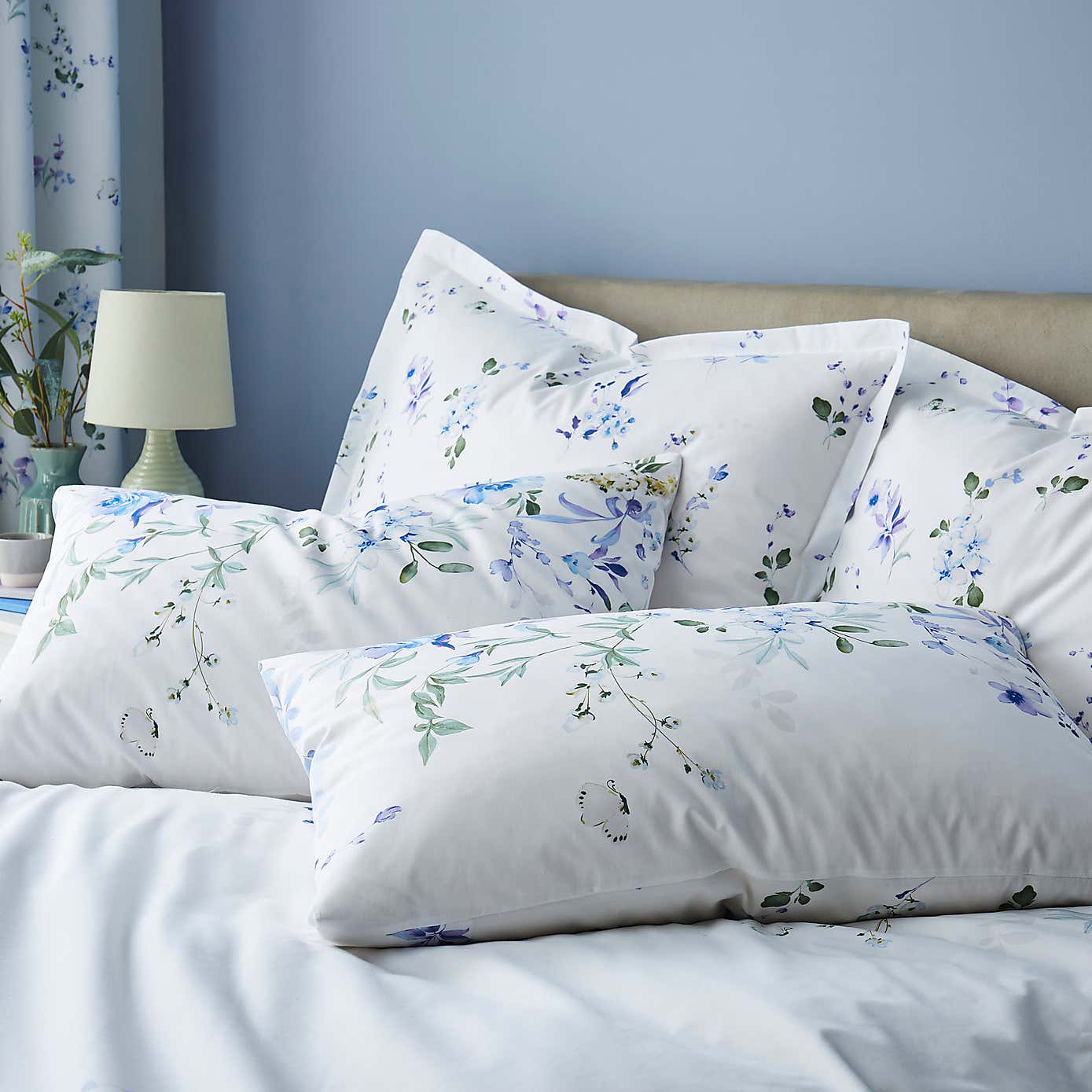 Nola Floral Blue Duvet Cover and Pillowcase Set