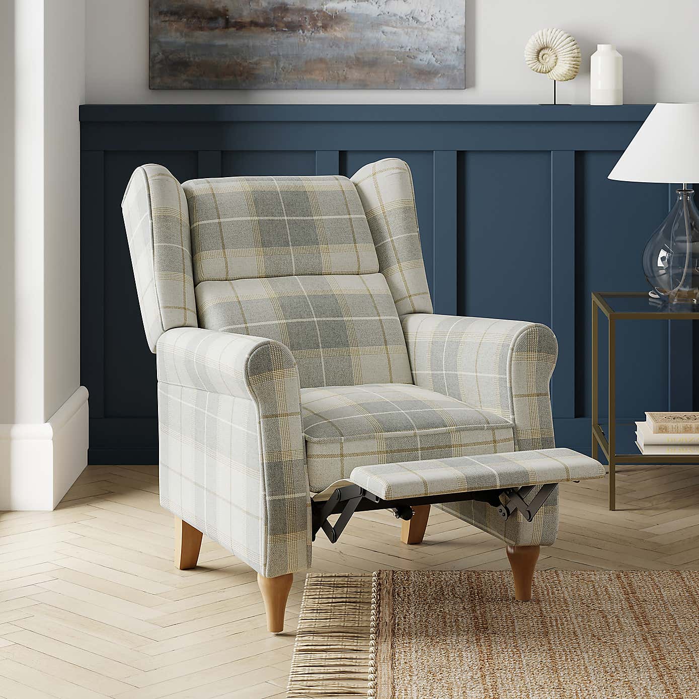 Oswald Padded Pushback Check Armchair