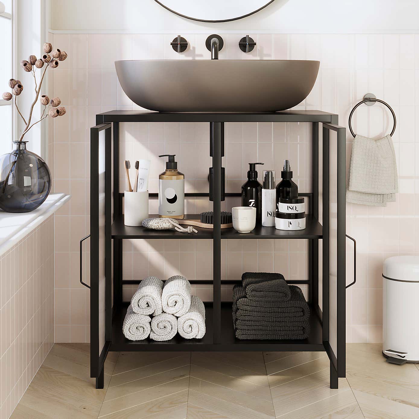 Stannis Reeded Glass Under Sink Unit