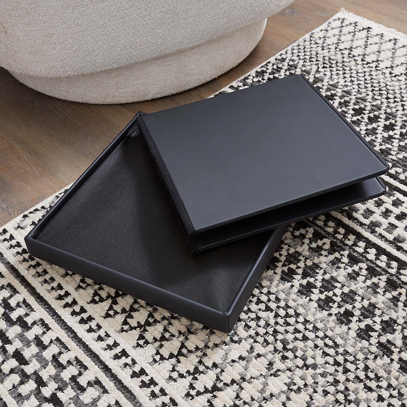 Foldable Black Cube Ottoman