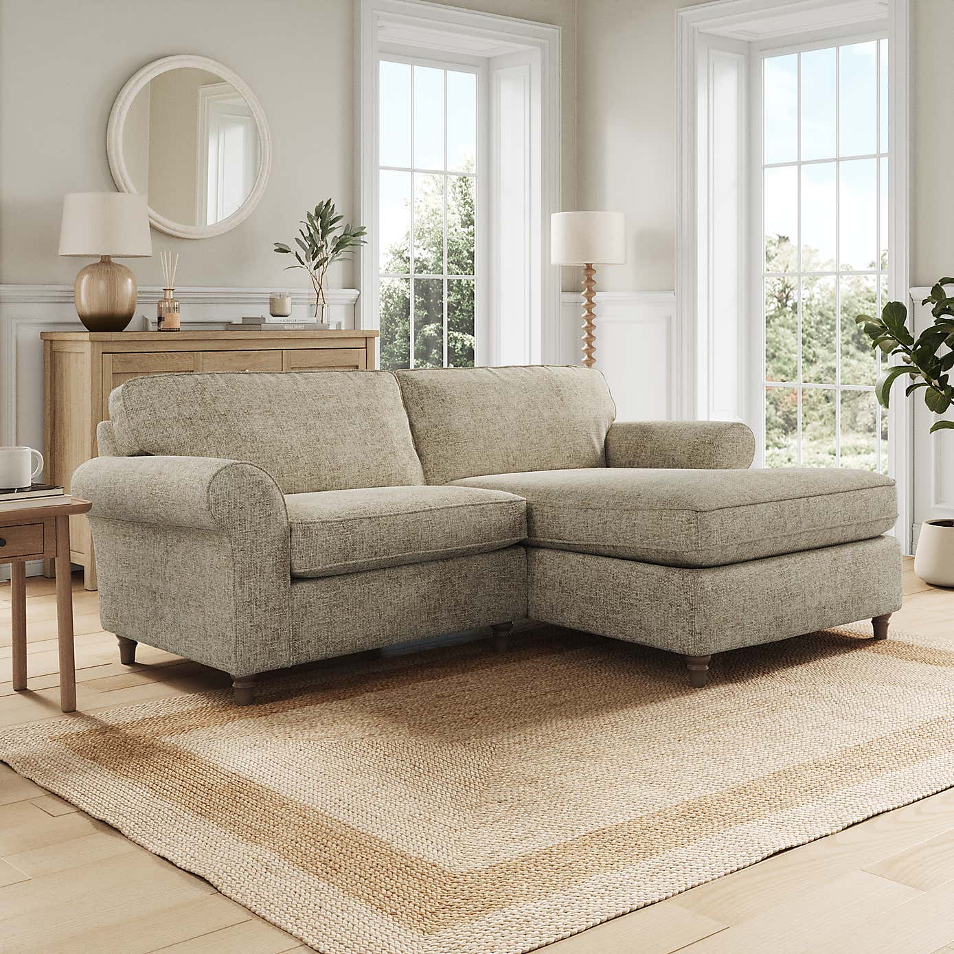 Flori Corner Chaise Sofa, Chunky Chenille