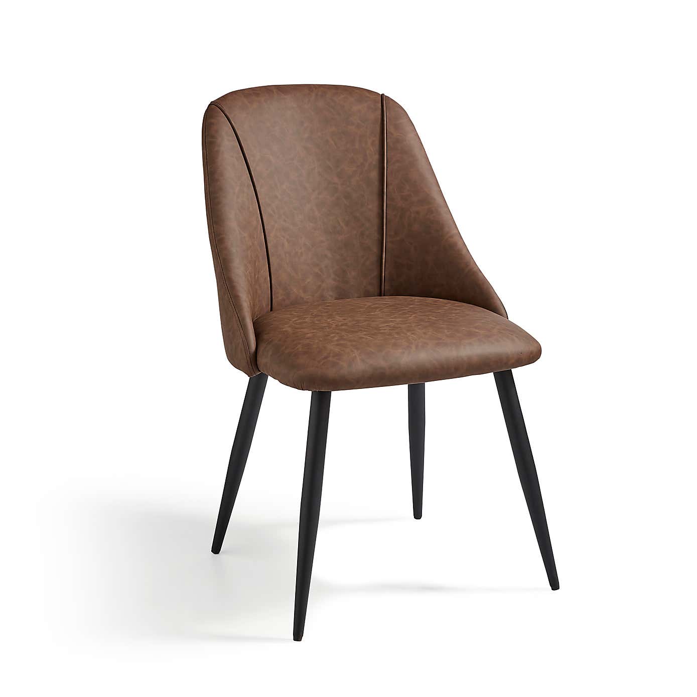 Luna Set of 2 Dining Chairs, Brown Faux Leather