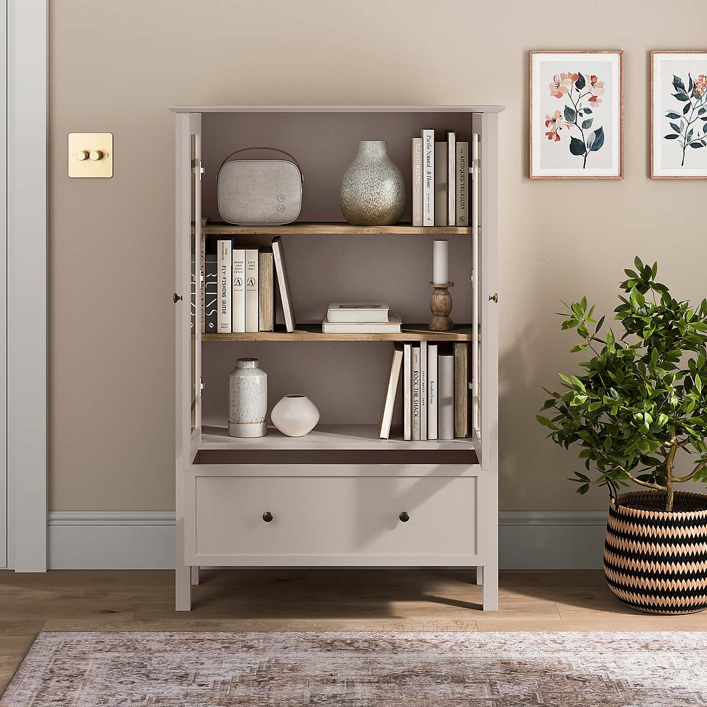 Hanworth Large Display Cabinet, Clay