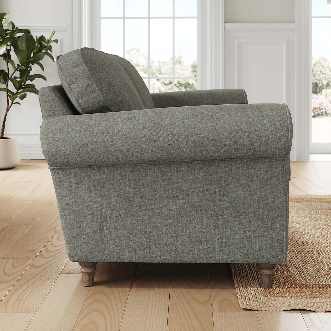 Flori 3 Seater Sofa, Tonal Plush Chenille