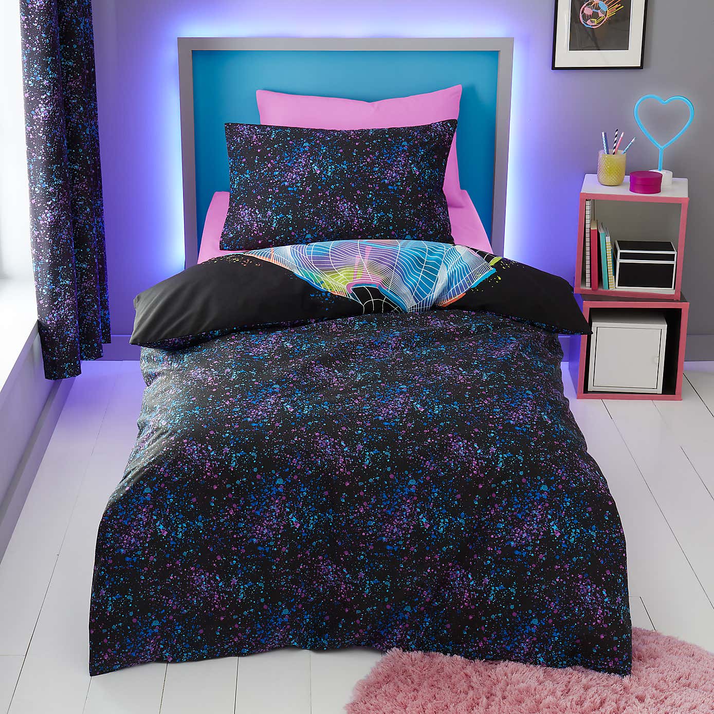 Football Graphic Girls Single Duvet Cover and Pillowcase Set