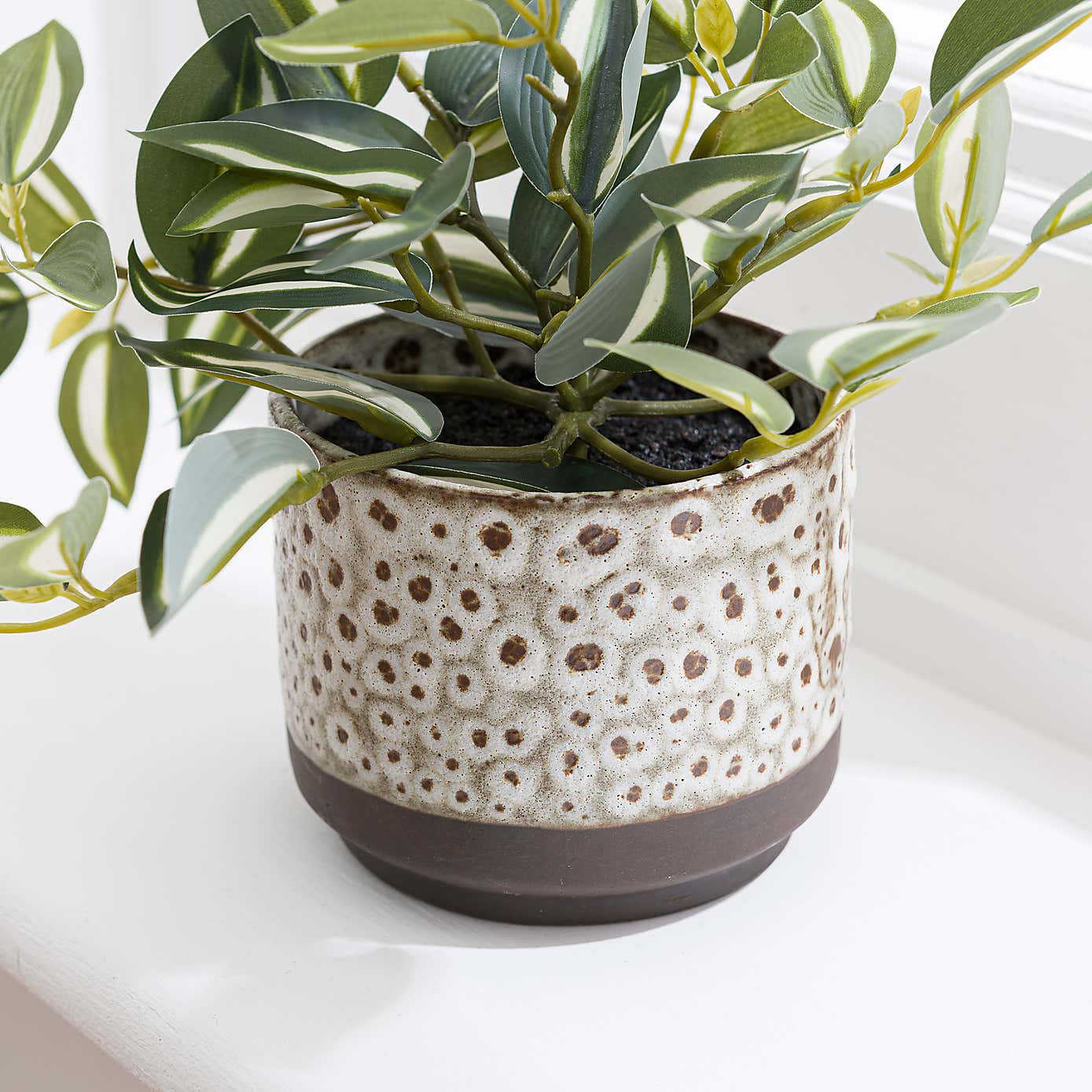 Artificial Tradescantia Plant in Speckled Ceramic Plant Pot