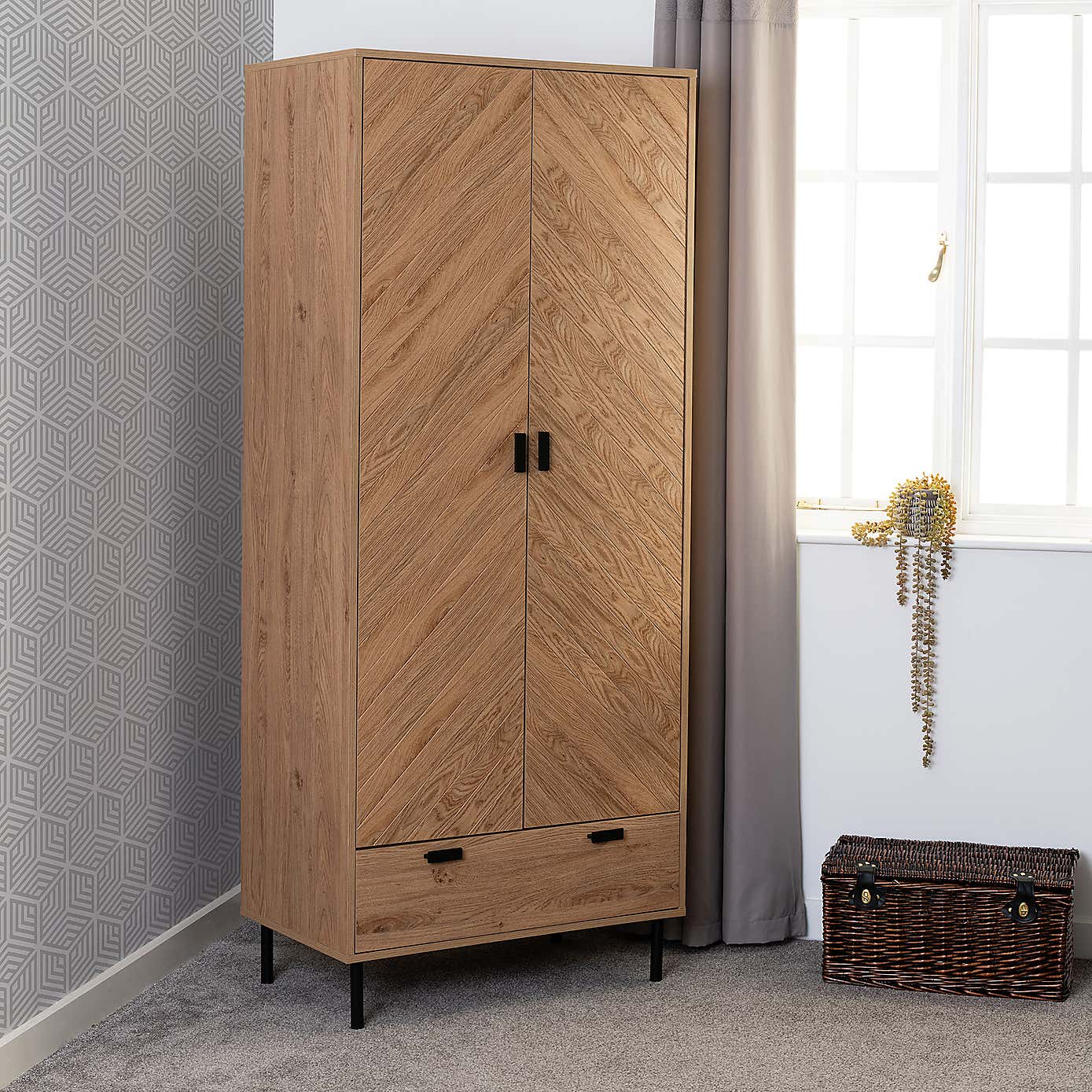 Leon Double Wardrobe, Oak Effect