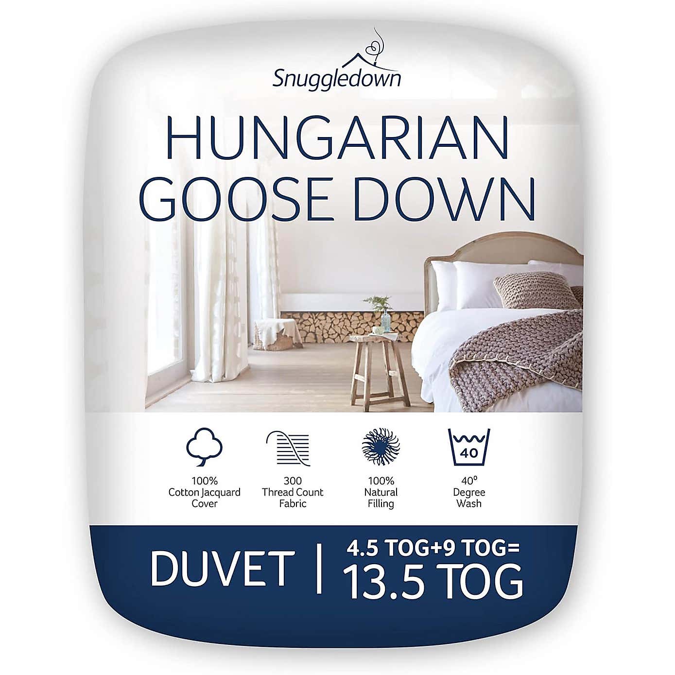 Snuggledown Retreat Hungarian Goose Down Duo 4.5 + 9 Tog All Seasons Duvet