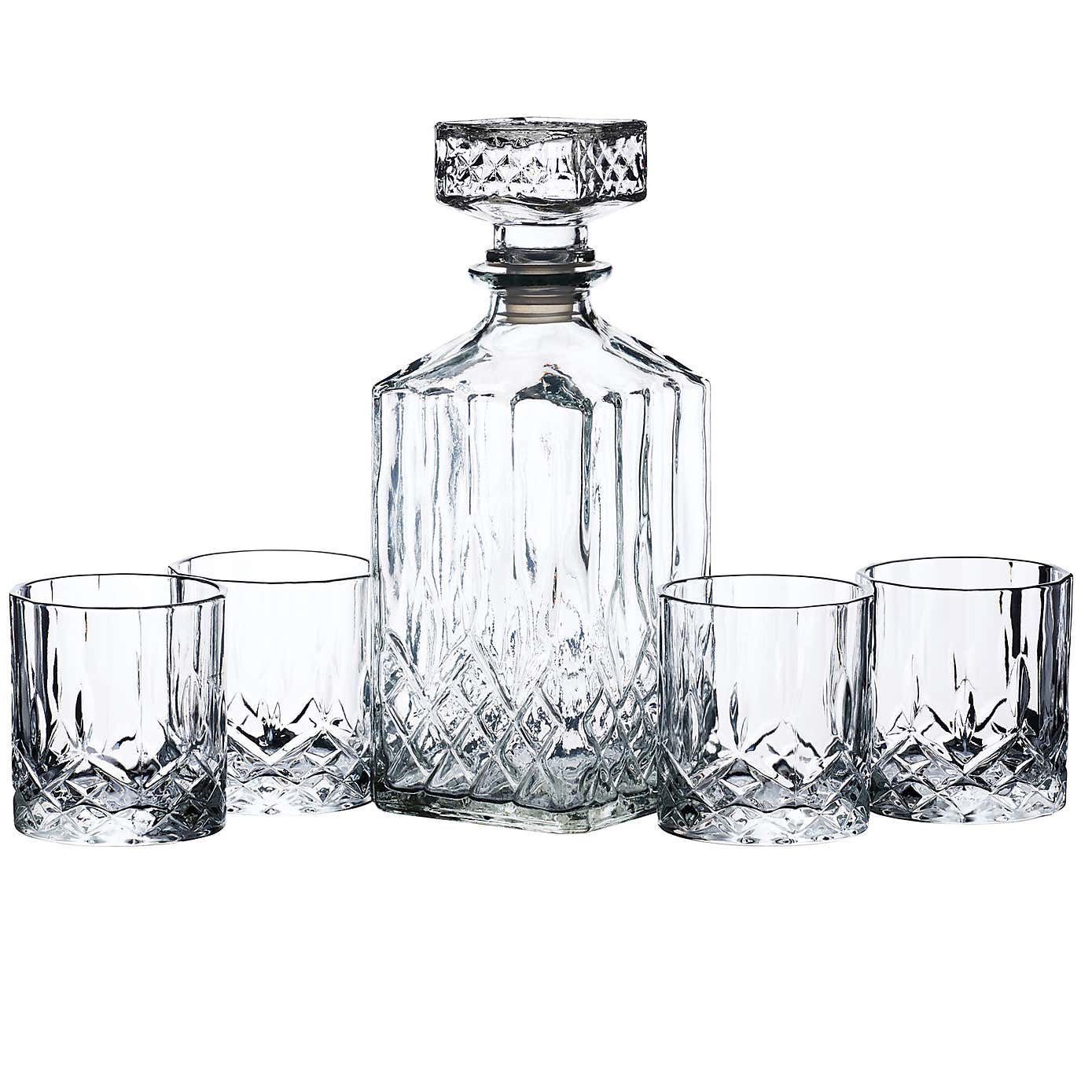 Barcraft Cut Glass Effect Decanter Set 900ml