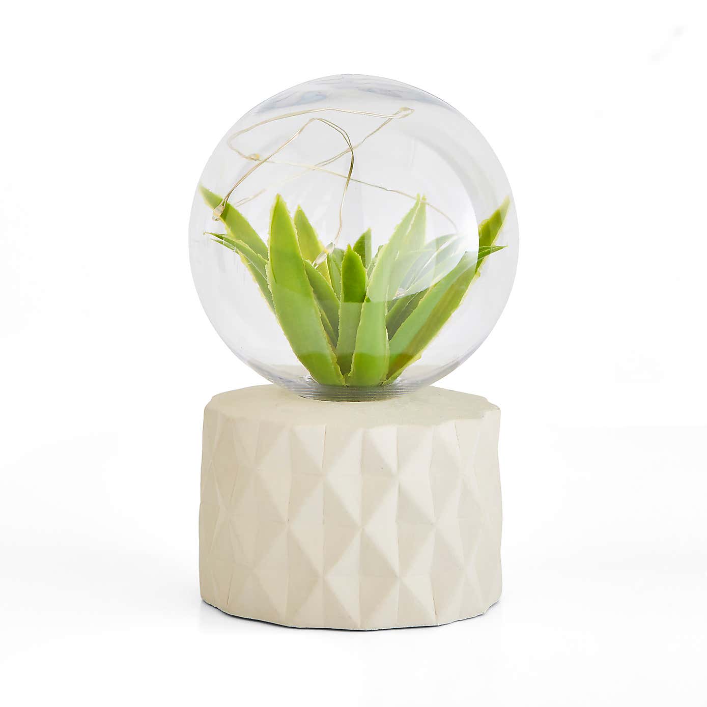 Faux Terrarium Geometric Battery Lamp