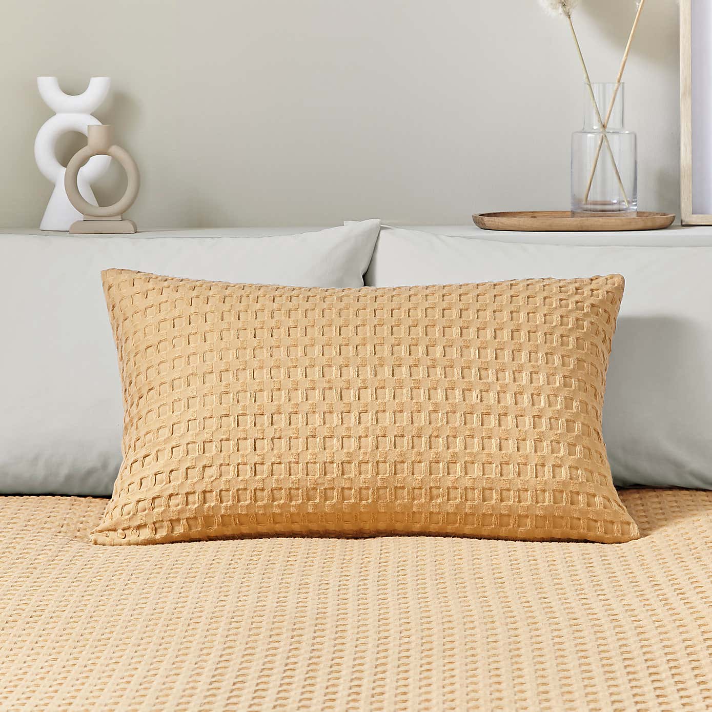 Emerson Waffle Sage Green Duvet Cover and Pillowcase Set