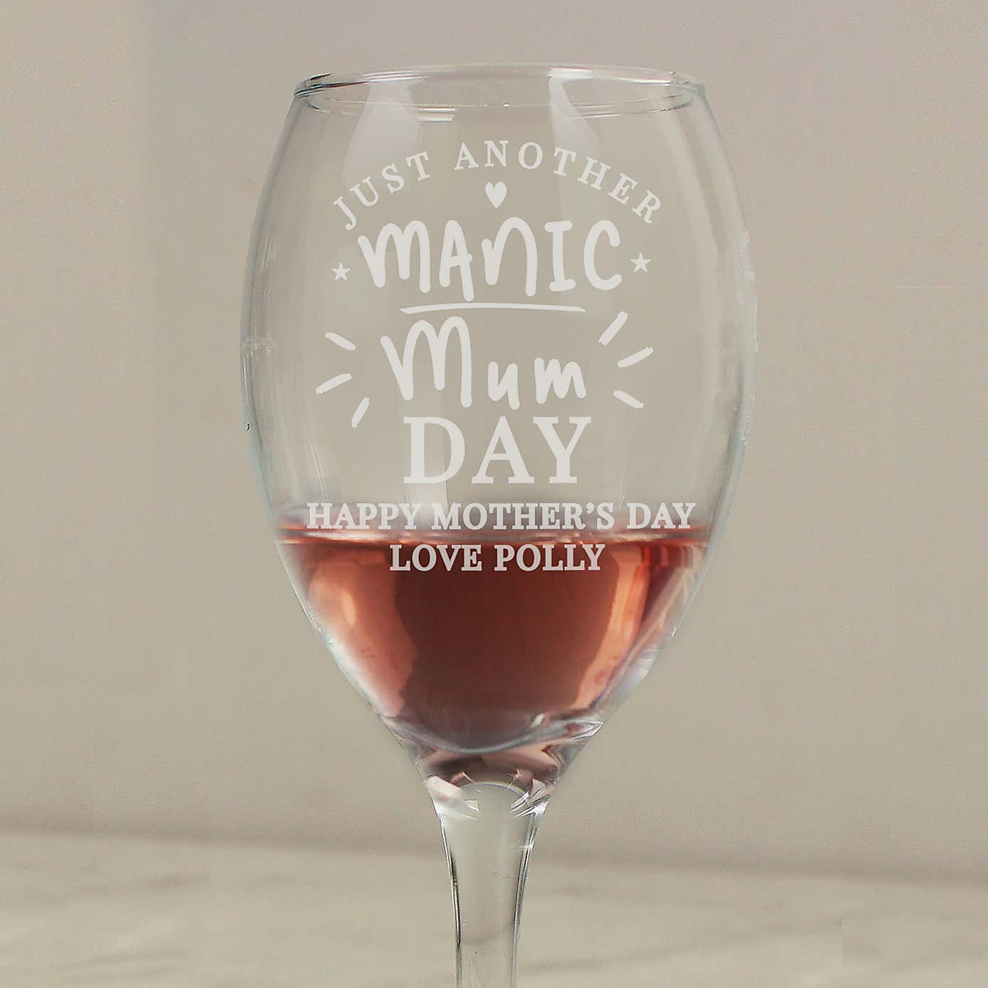 Personalised Manic Mum Day Wine Glass