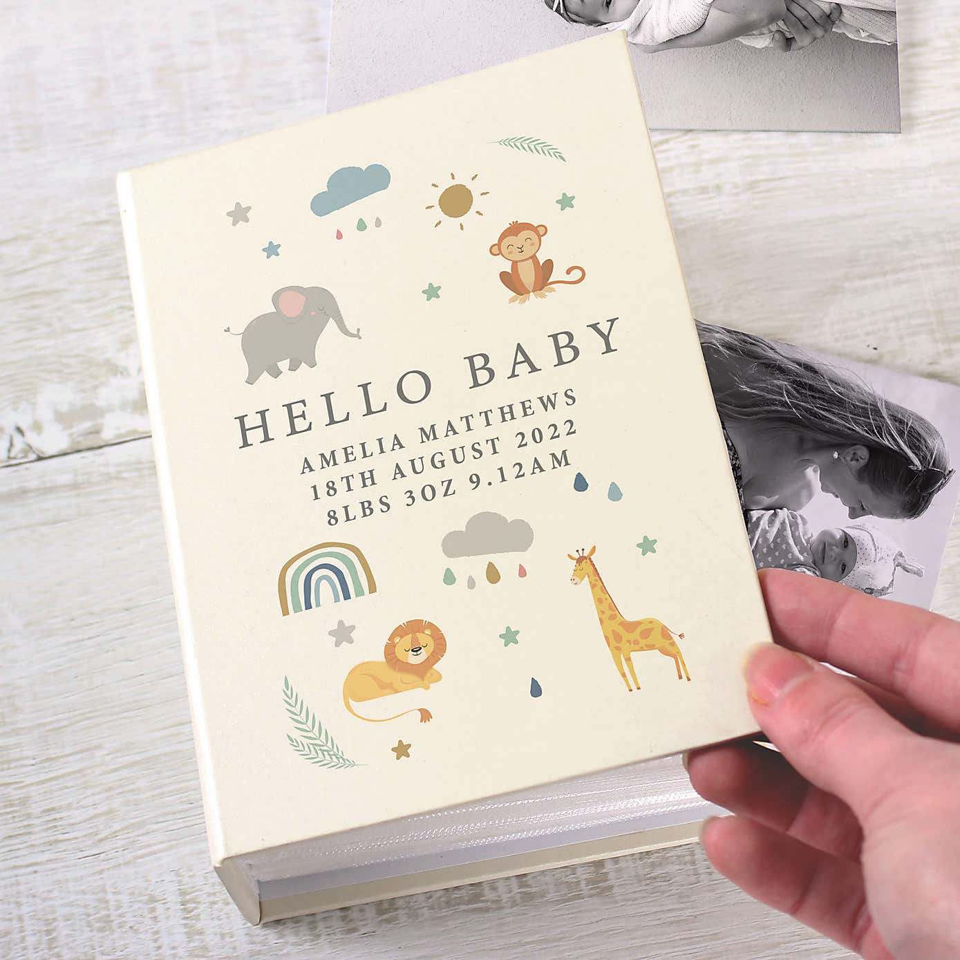 Personalised Safari Animals Photo Album with Sleeves