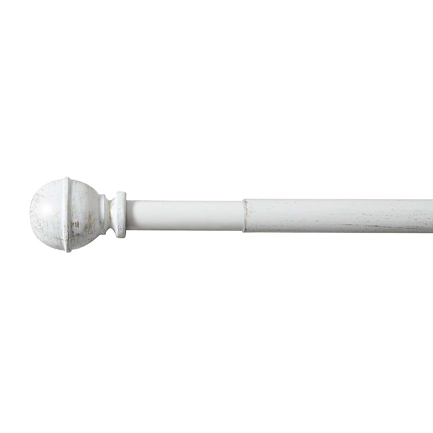 Vintage Ball Extendable Ivory Curtain Pole Dia. 25/28mm