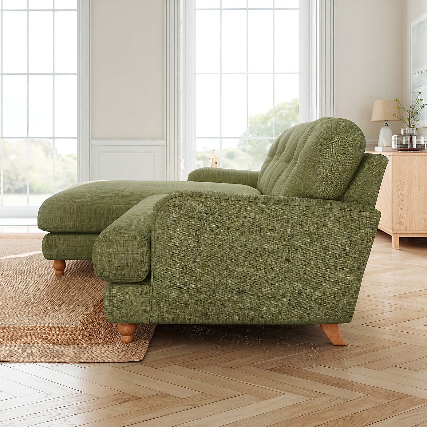 Martha Slub Faux Linen Corner Chaise Sofa