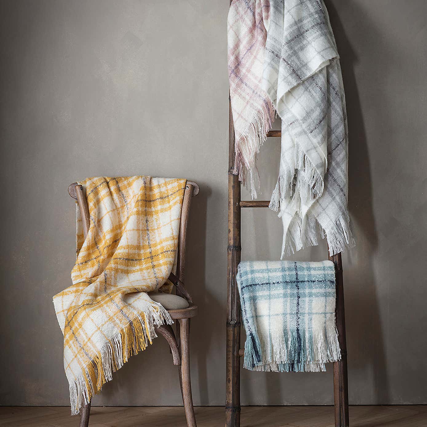 Checked Faux Mohair Throw