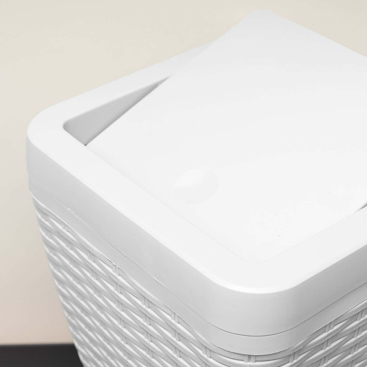 Addis Rattan White Toilet Brush & Bin Set