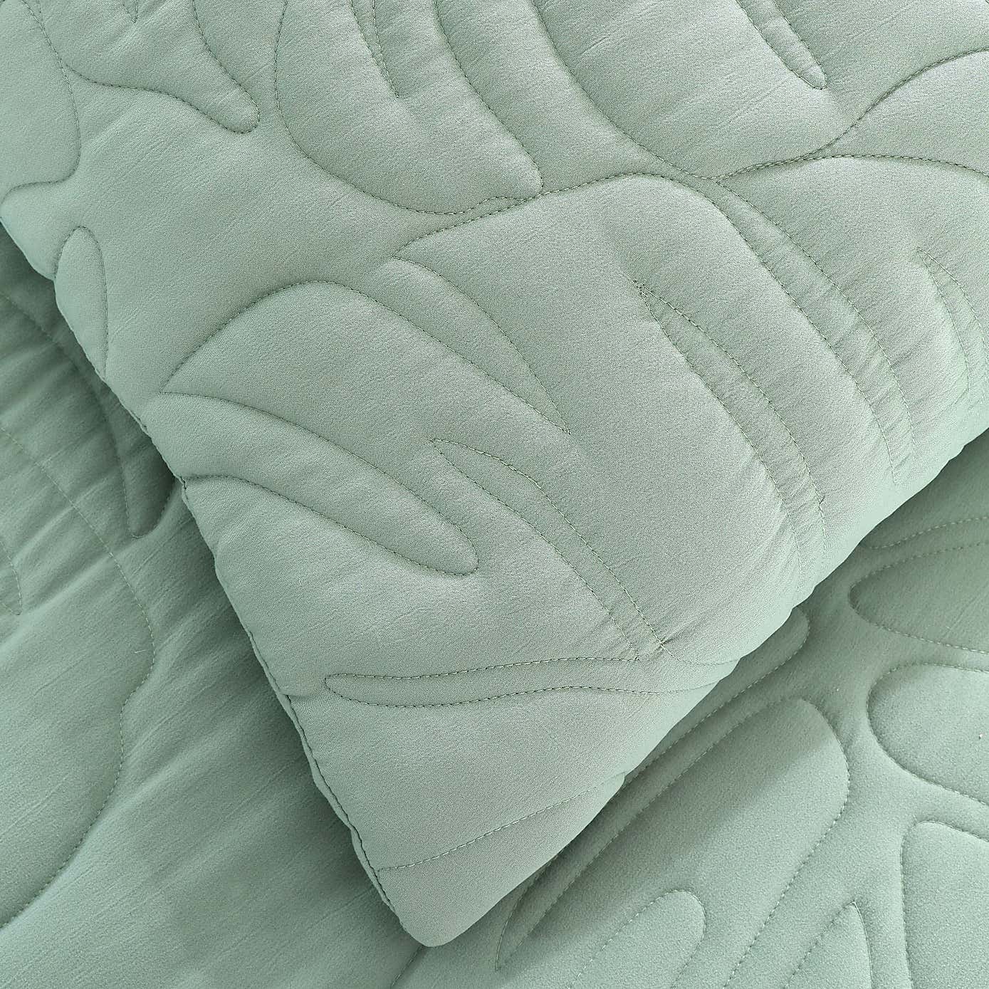 Tropical Leaf Embroidered Duvet Cover and Pillowcase Set