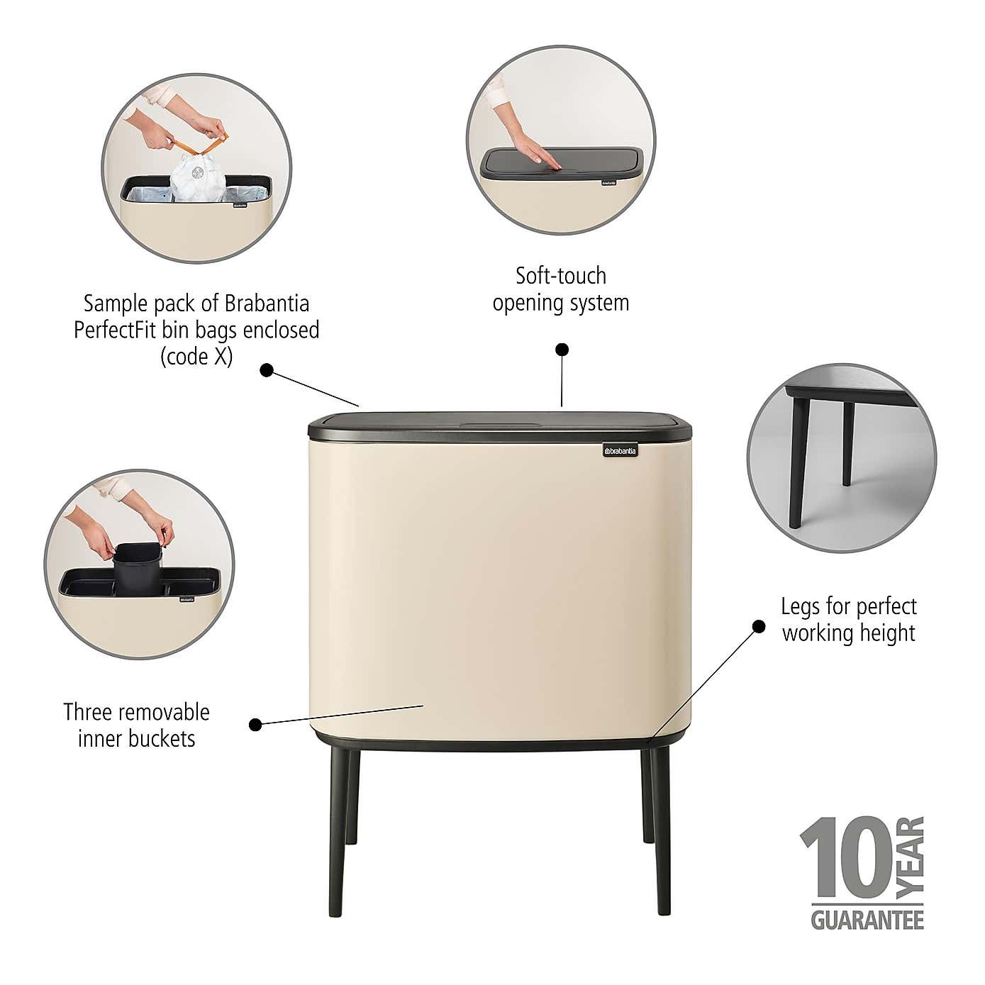Brabantia Bo 3 x 11L Touch Bin Hi