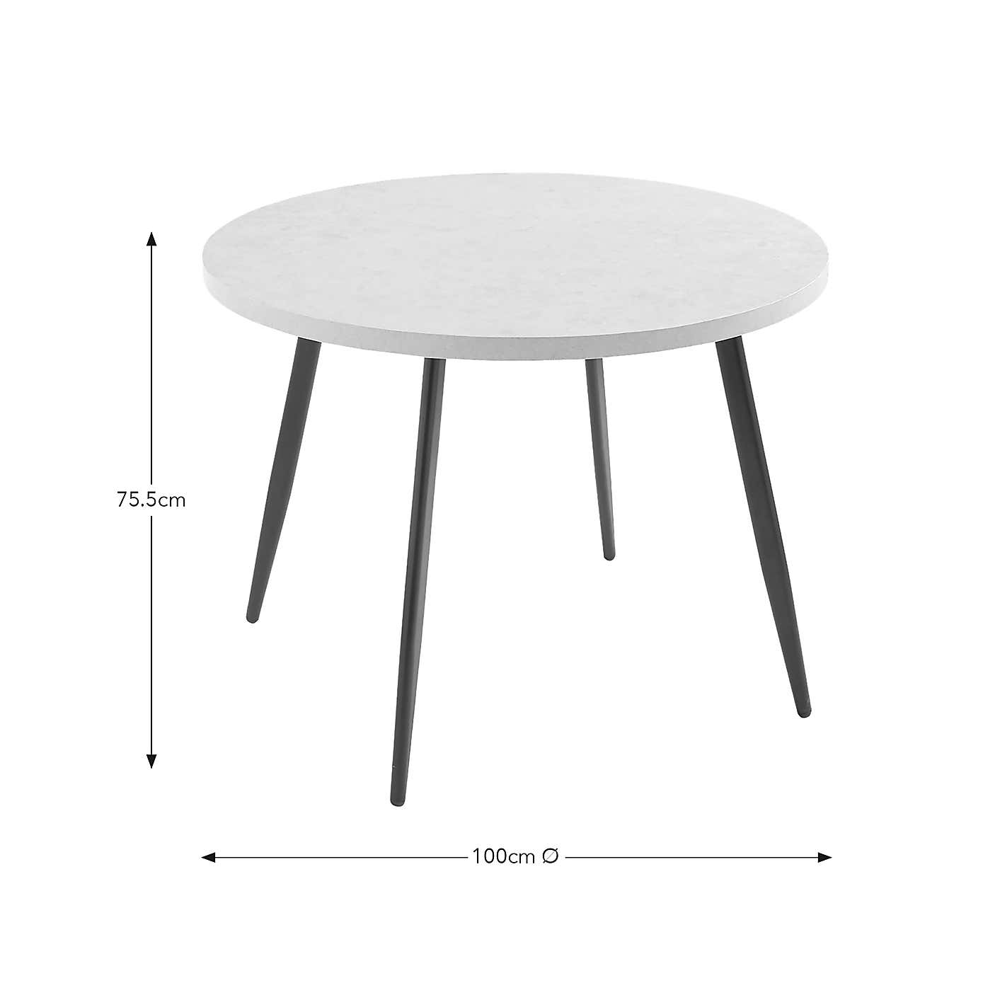 Zuri Round Dining Table, 100cm Concrete Effect