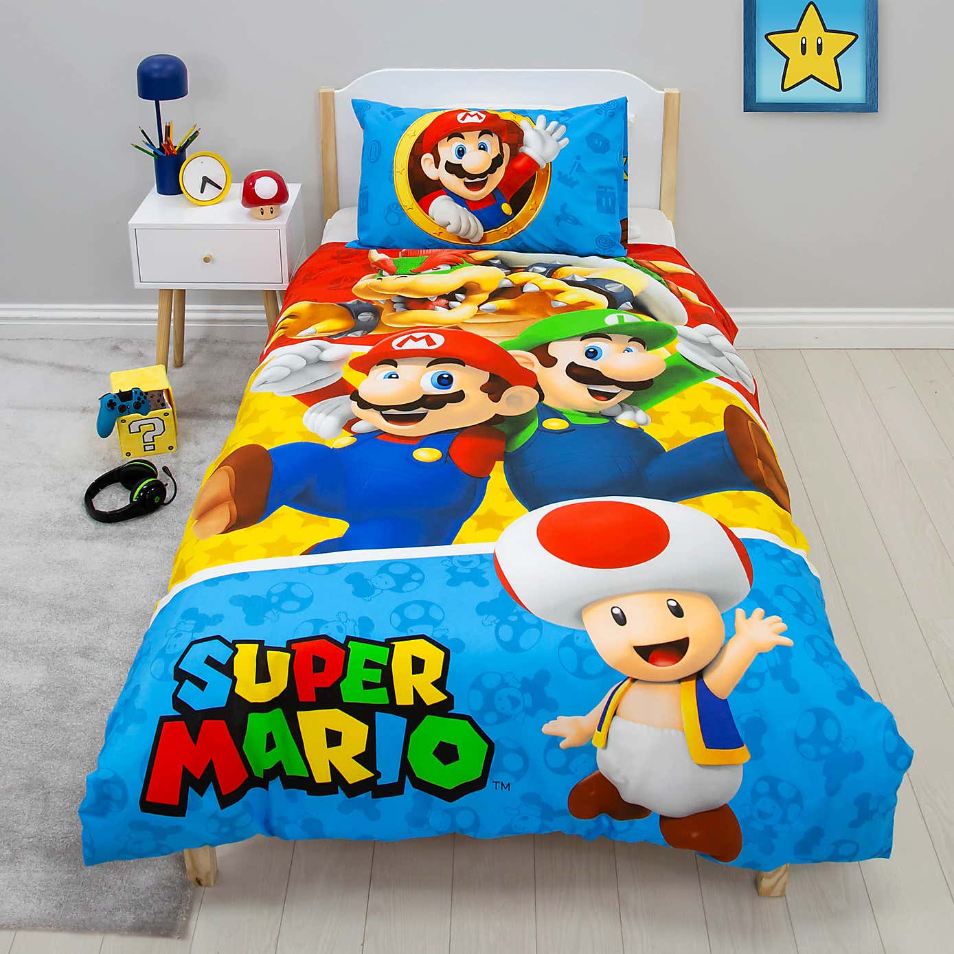 Nintendo Super Mario Splitter Reversible Single Duvet & Pillowcase Set