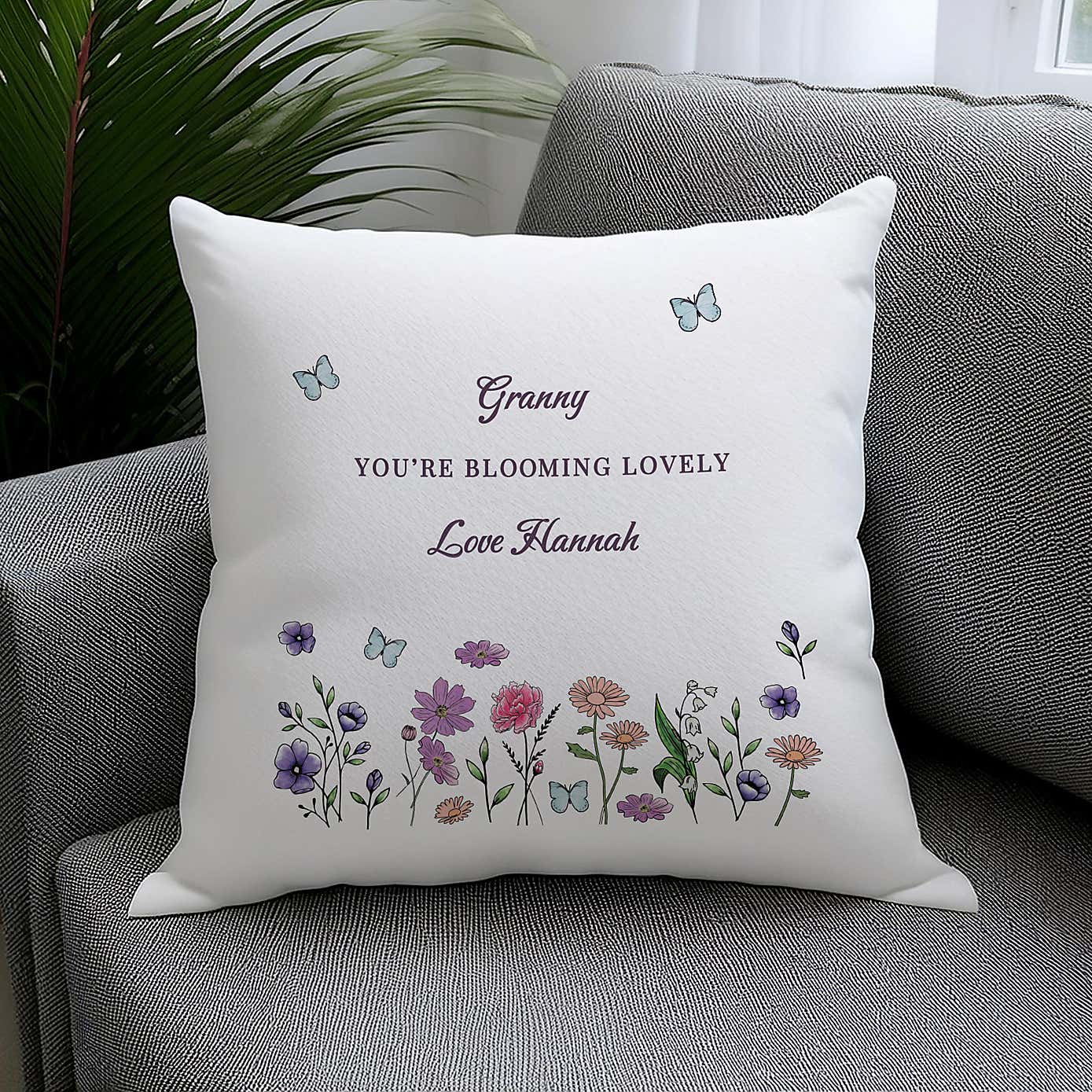 Personalised Wild Flowers Square Cushion