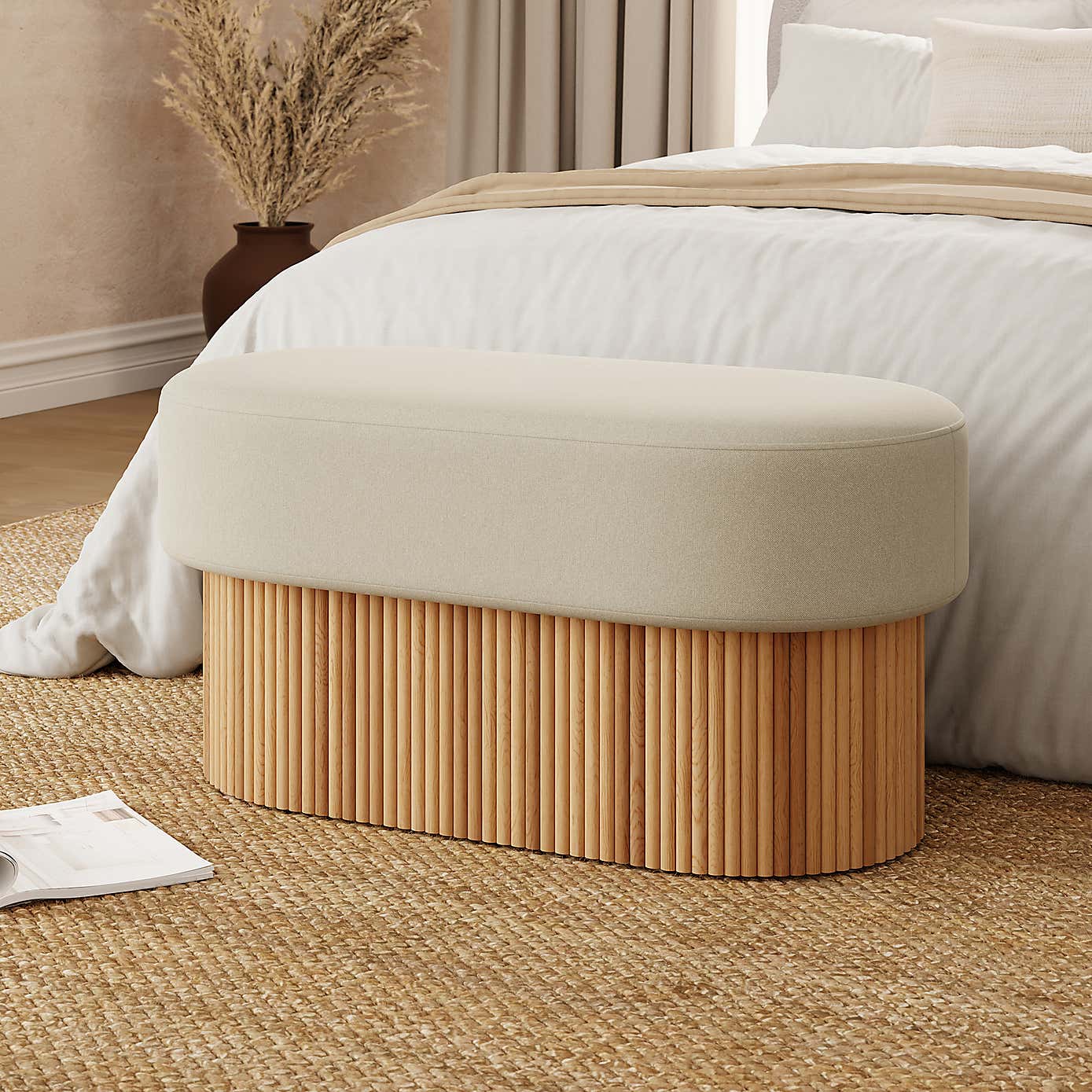 Amari Fluted Flatweave Storage Ottoman