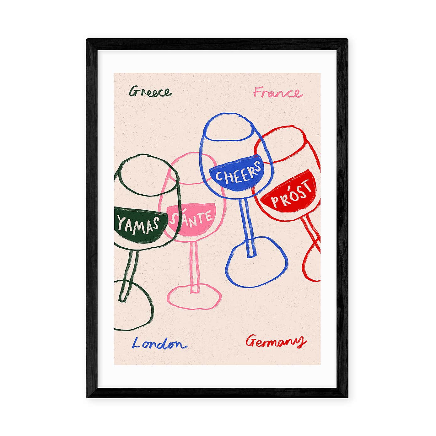East End Prints Cheers Glasses Print