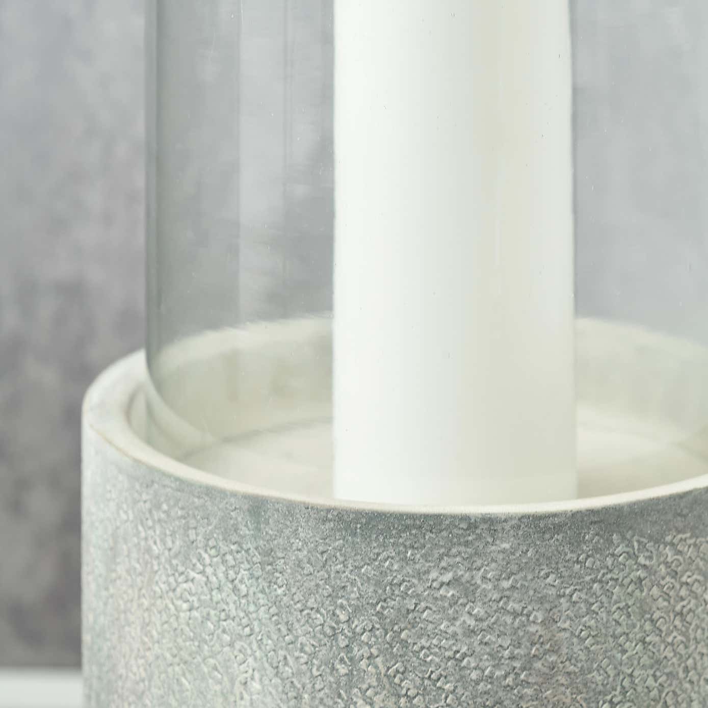 Metal & Glass Pedestal Hurricane Candle Holder