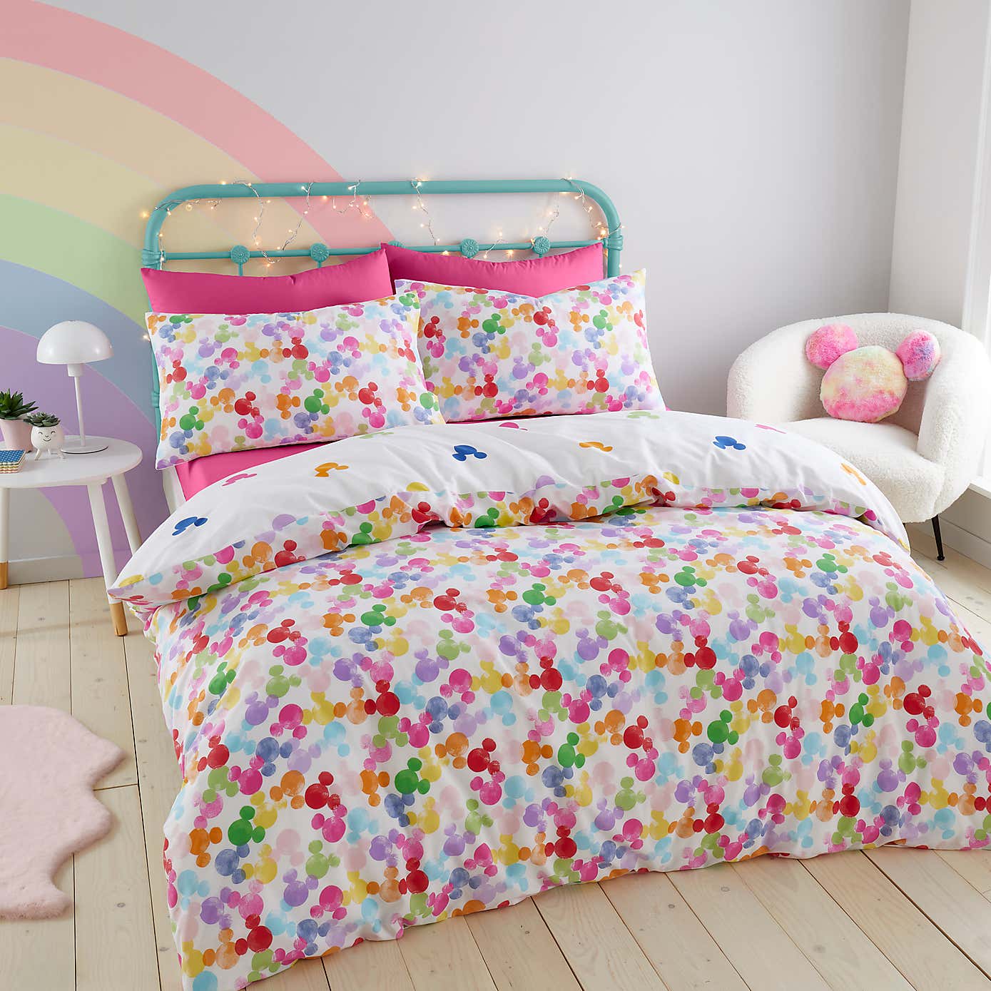Mickey Rainbow Duvet Cover and Pillowcase Set