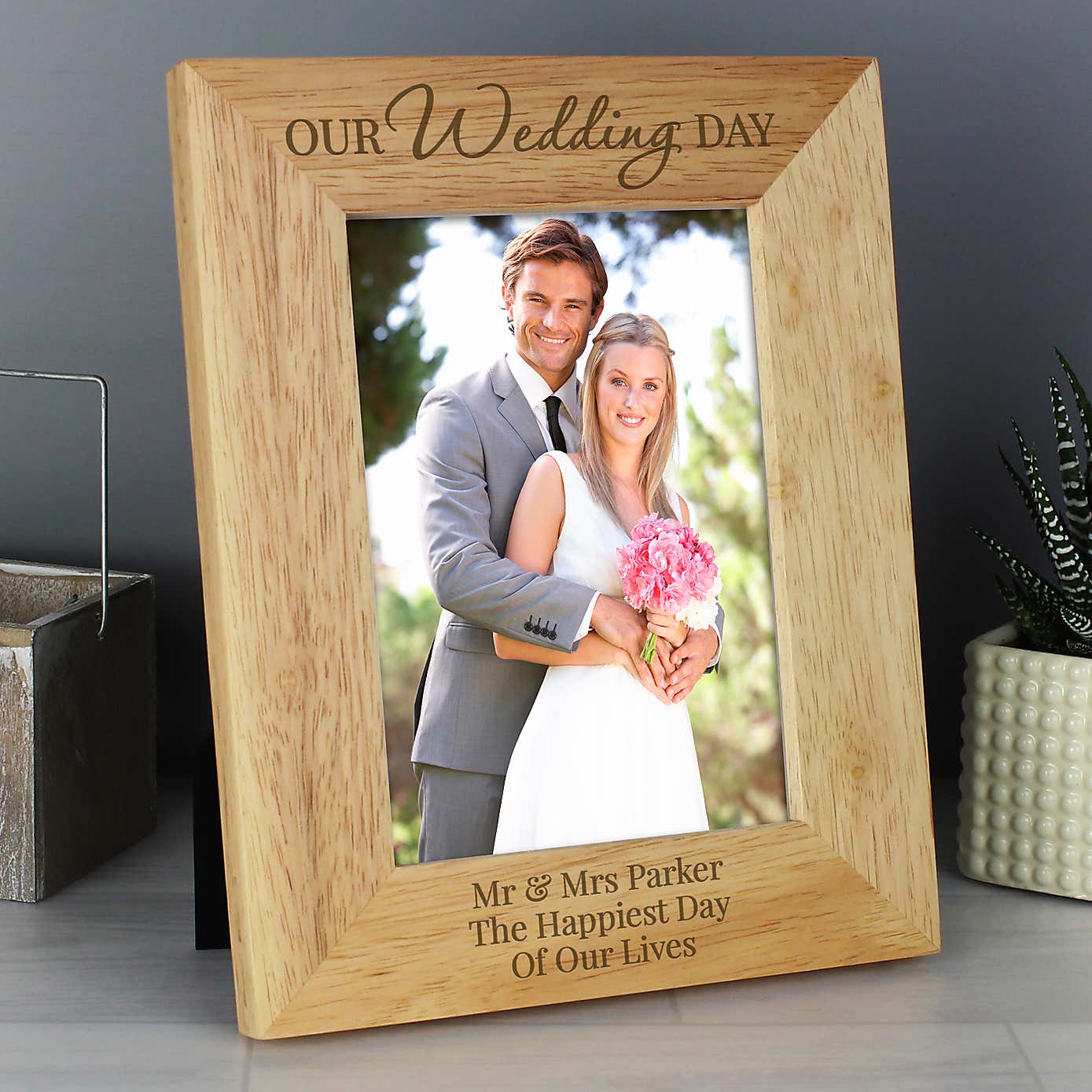 Personalised Our Wedding Day Wooden Photo Frame
