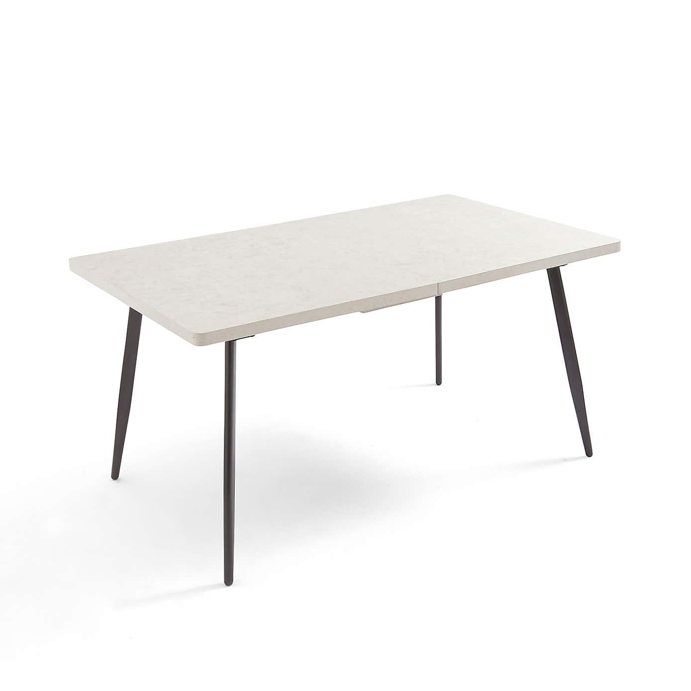Zuri Rectangle Extending Dining Table, 150cm to 180cm Concrete Effect