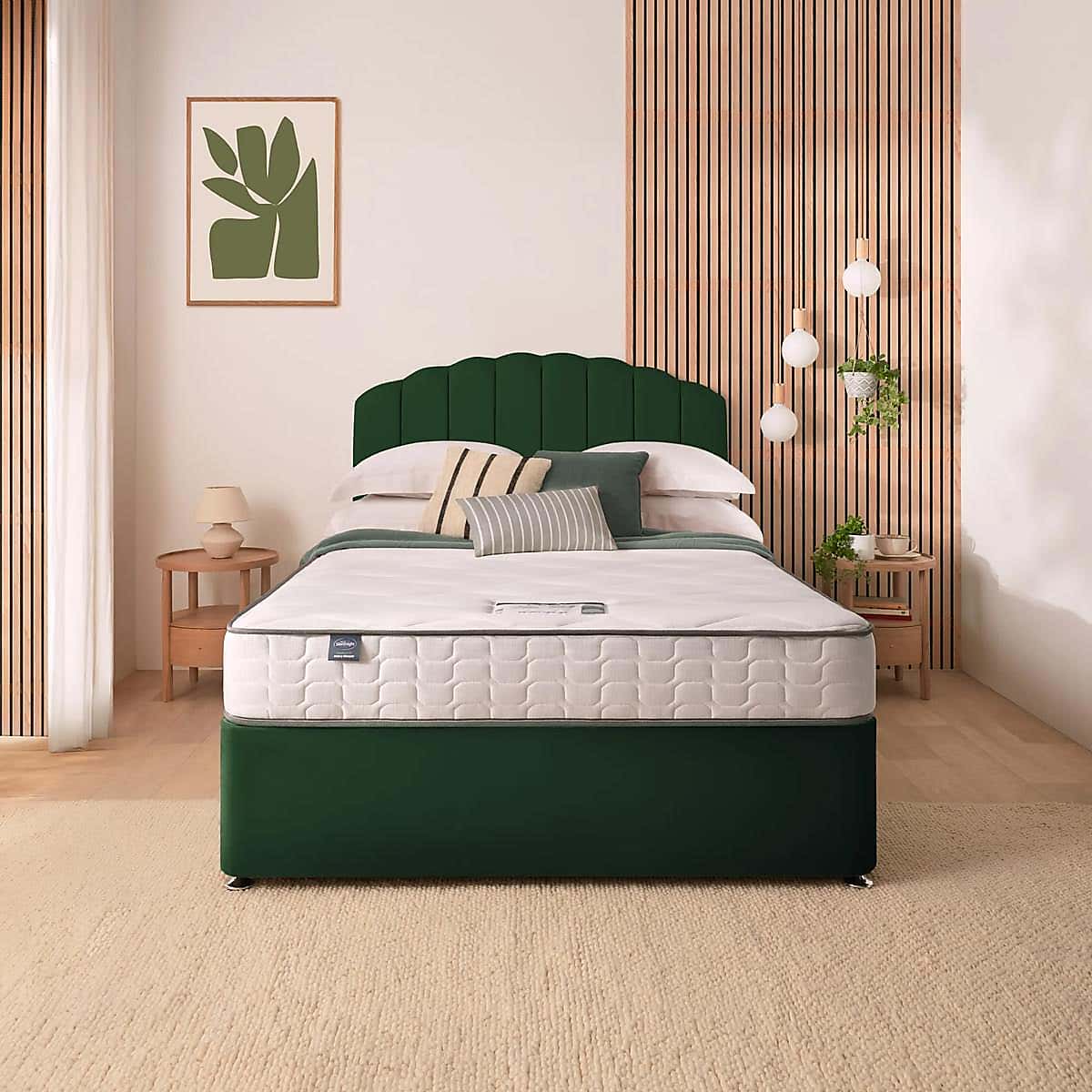 Silentnight 2 Drawer Divan Bed With Velvet Merlin Headboard